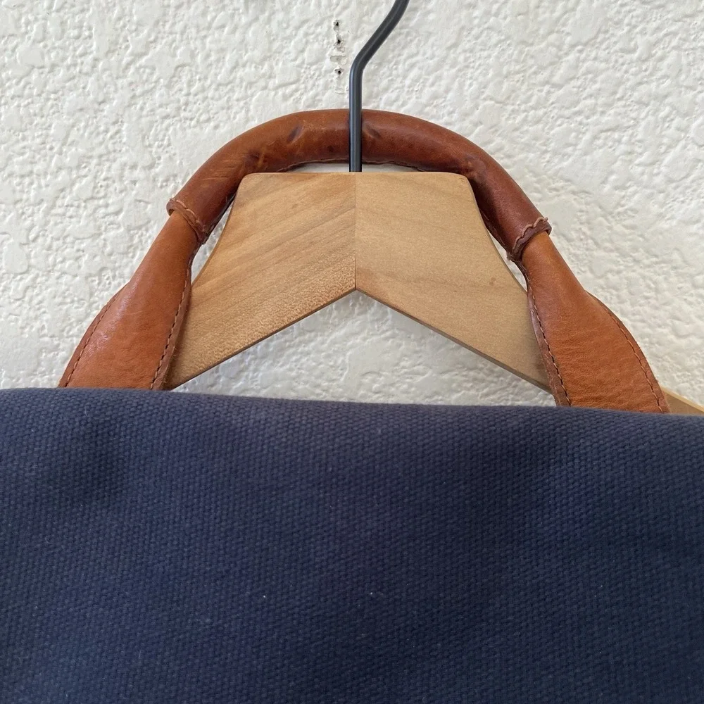 Mens Will Leather Goods Dennis Messenger Bag Navy Canvas Tan Leather One Size